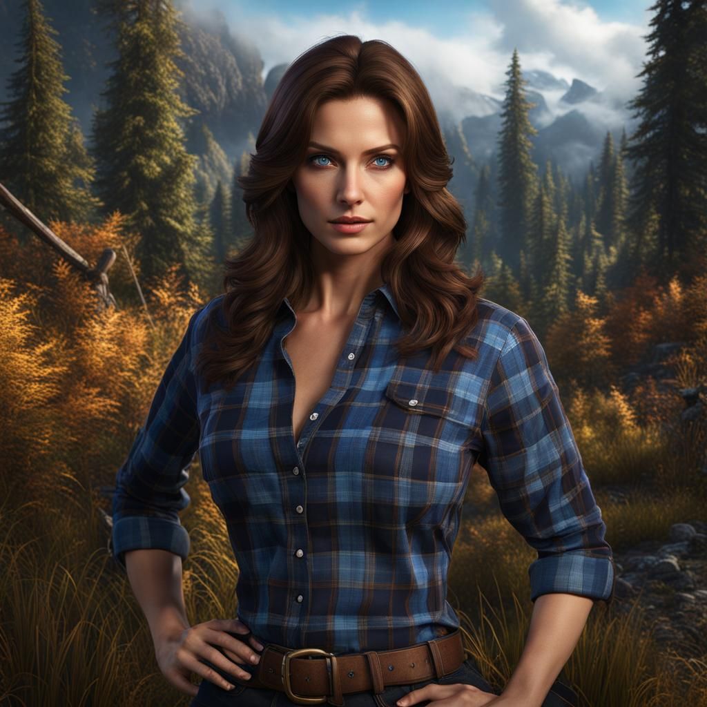 Detailed Matte Painting of a Man in Blue Shirt