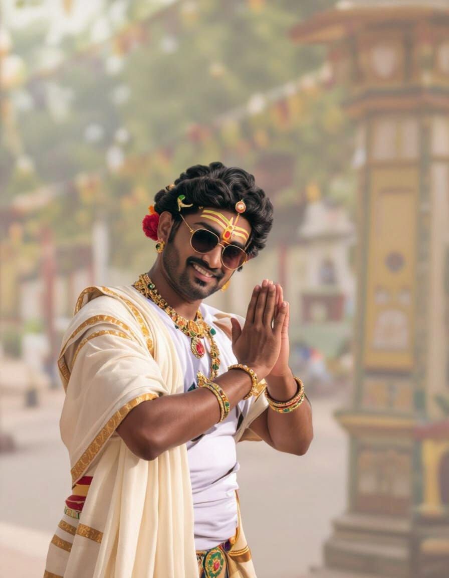 Maveli in Kerala Attire, Royal and Majestic Style