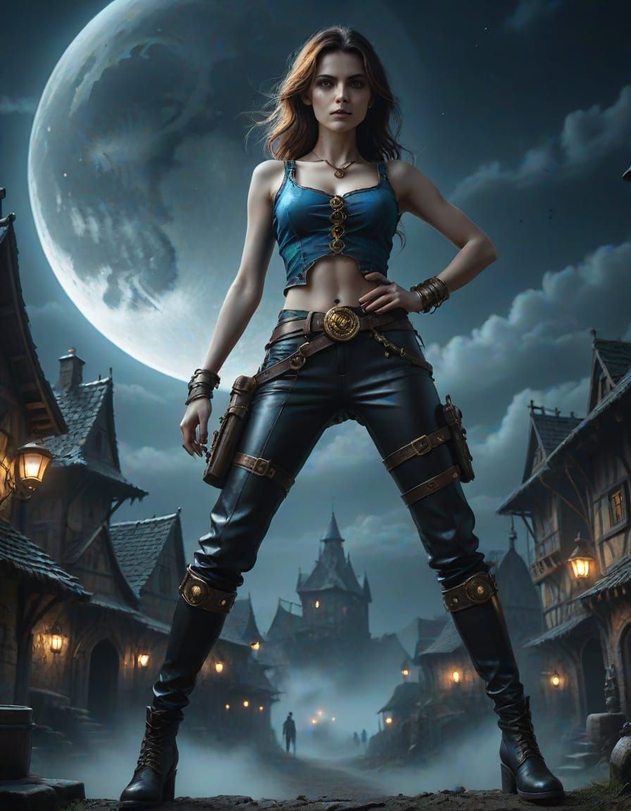 Grim Dark Fantasy Village at Night