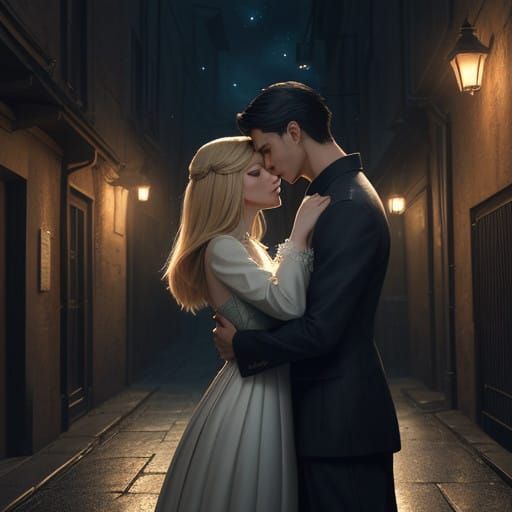 Moonlit Whispers: A Romantic Embrace in Fantasy Realms
