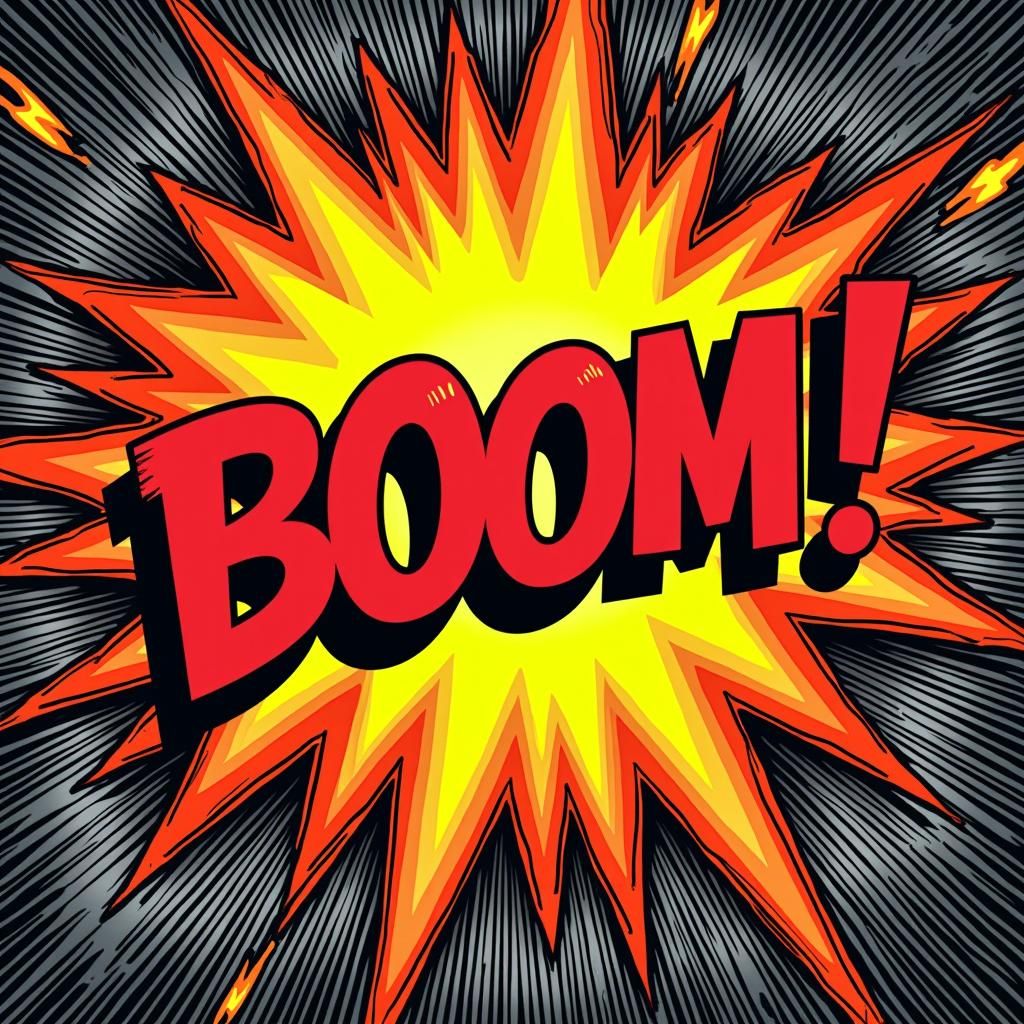 Stylized Comic Book Explosion with BOOM Typography