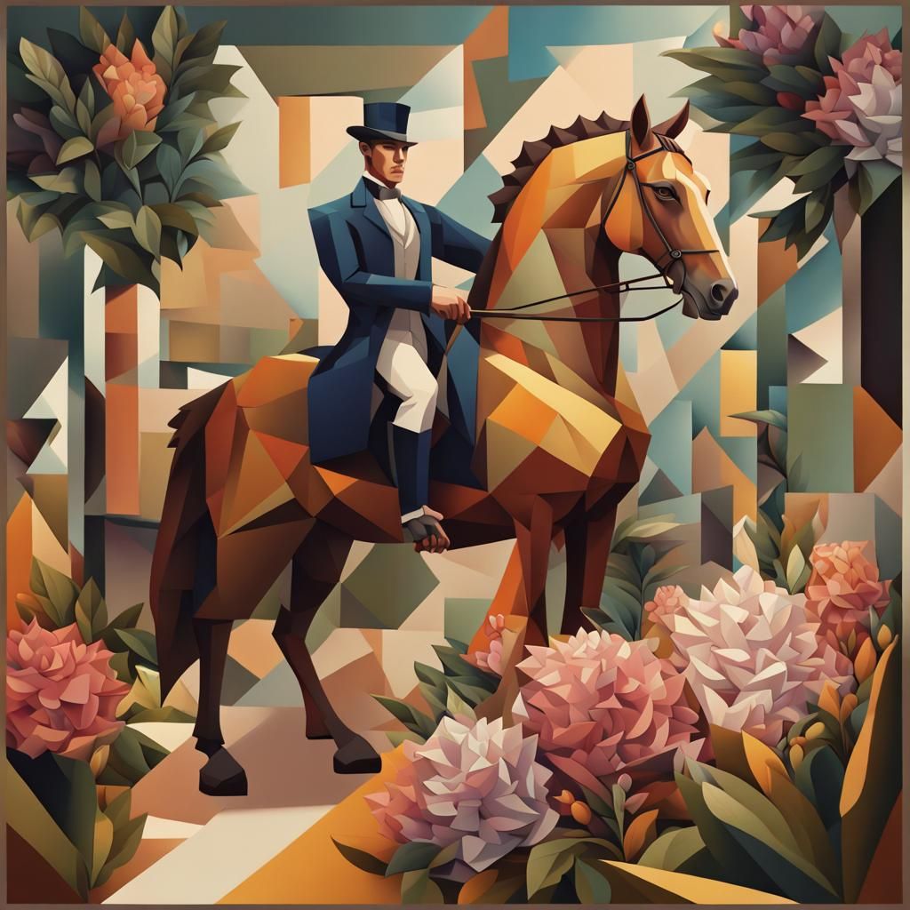 Regency Man on Horseback: A Cubist Painting