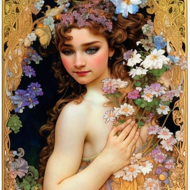 Intricate Art Nouveau Fairy Princess Illustration