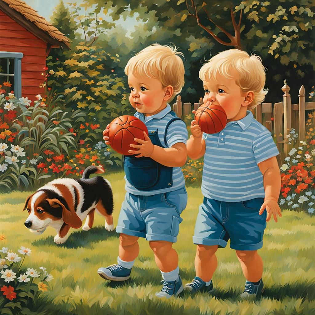 Toddlers Playing: Academic Portrait in 8K Resolution