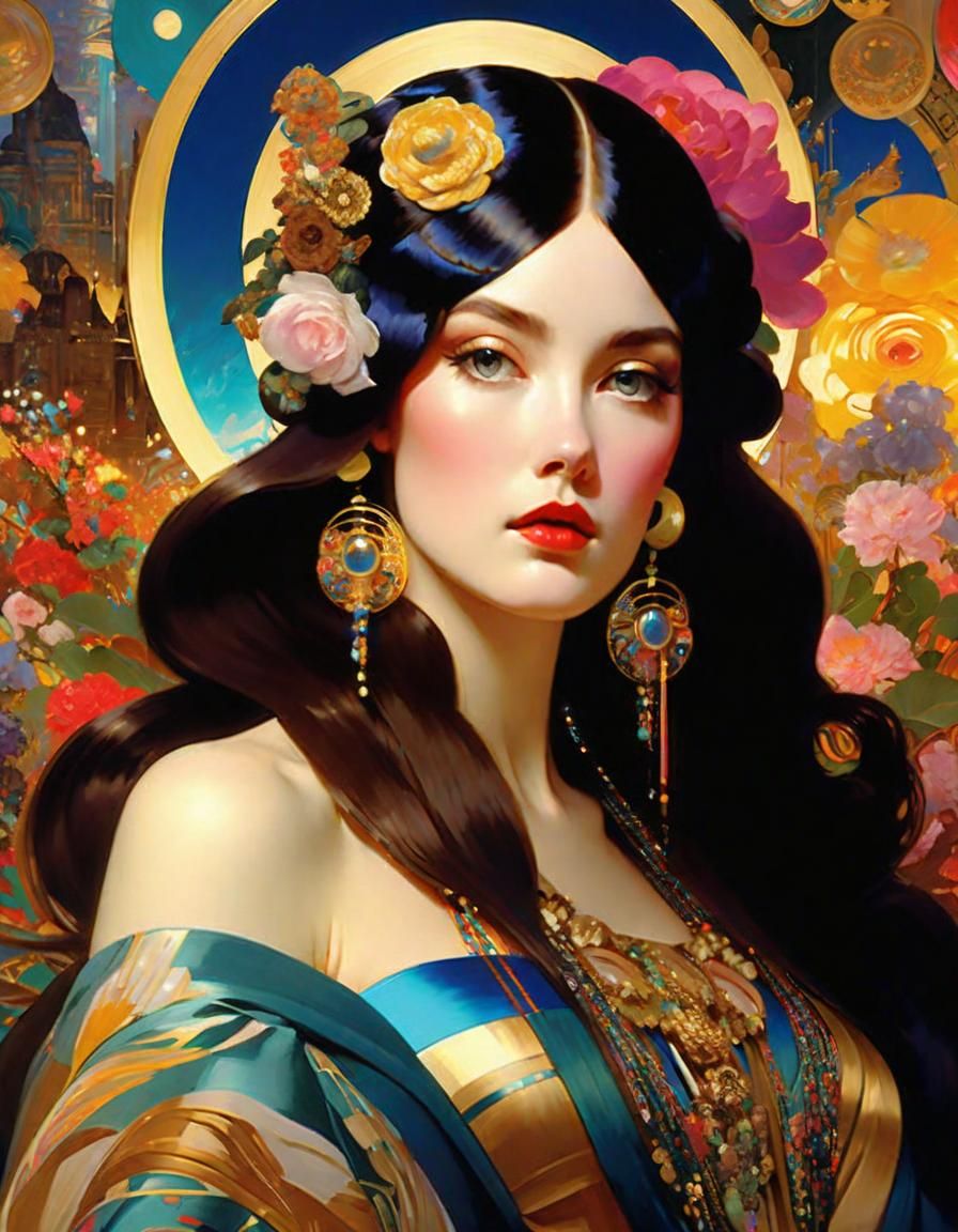 Hyperdetailed Maximalist Library in Art Deco Style