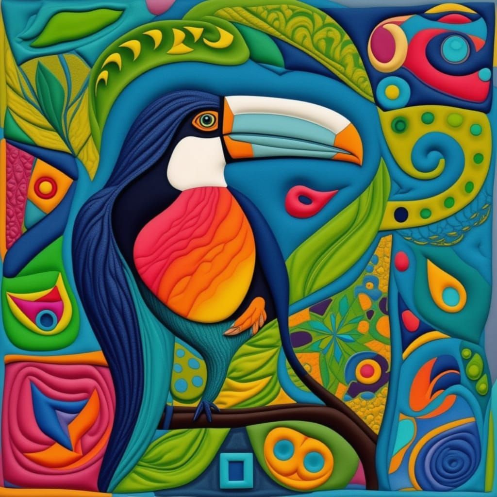 Quilted Toucan: A Colorful Avian Portrait