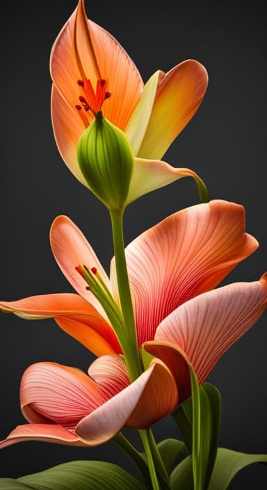 Chromatic Peach Lily in Extreme Detail