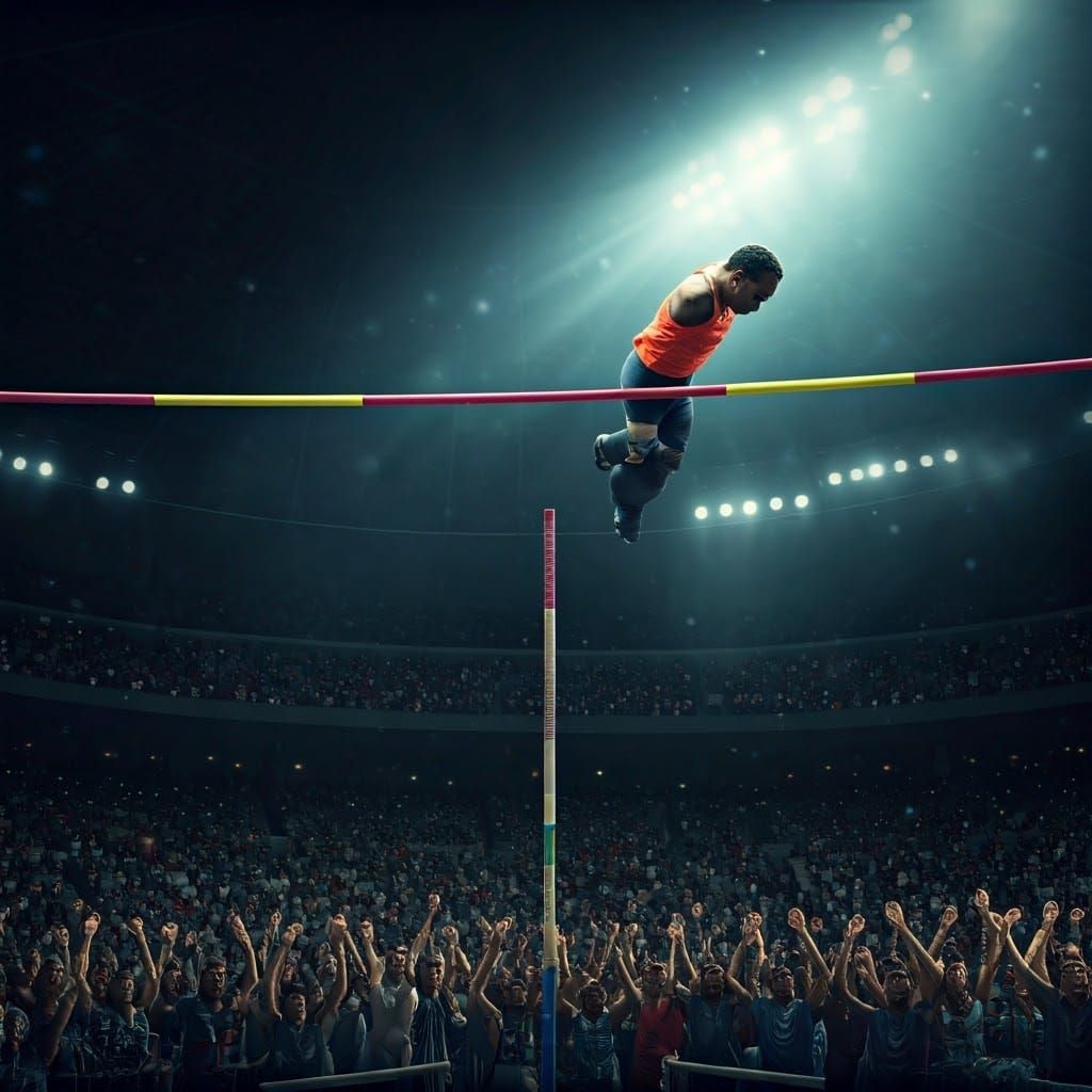 Disabled Athlete's Triumphant Pole Vault Leap