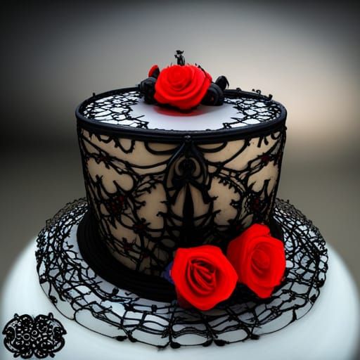 Elegant Victorian Goth Cake with Chocolate and Roses