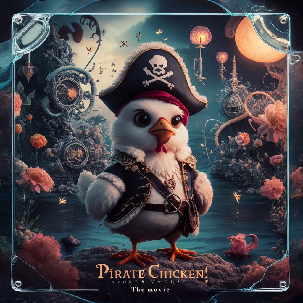 Pirate Chicken Movie Poster in Glasscore Style