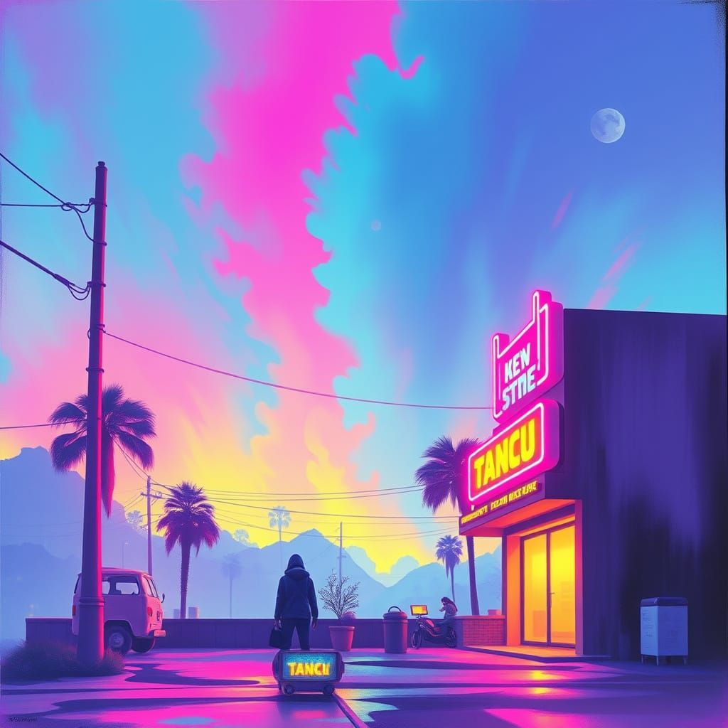 Futuristic Airbrush Art in Cyberpunk Style