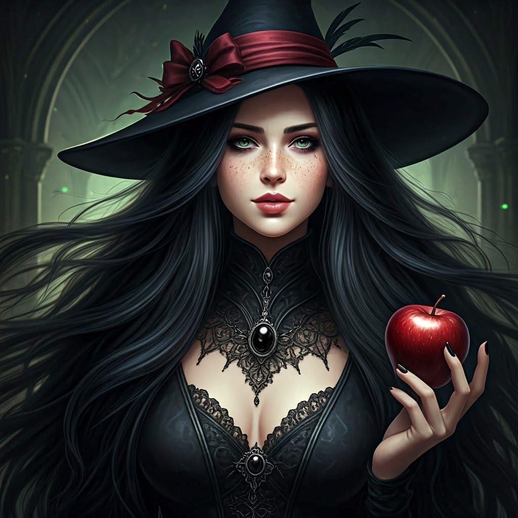 Hyperrealistic Portrait of a Young Gothic Witch