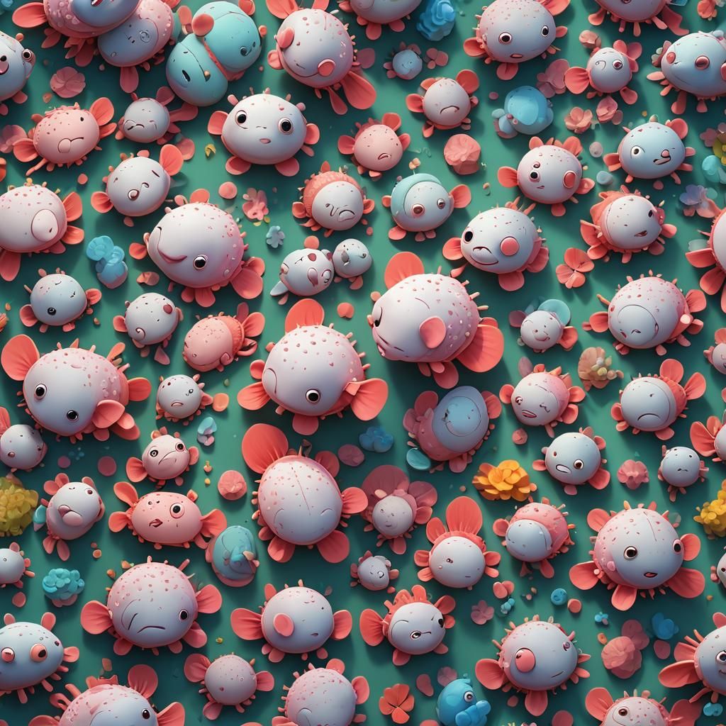 Otter, Fox, and Axolotl Hug: 3D Digital Art