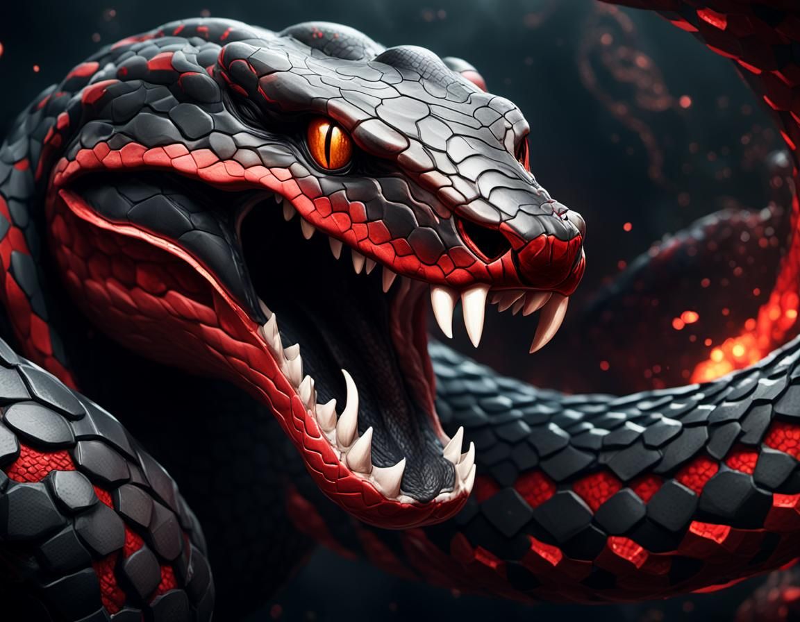 Hyperdetailed Snake Mouth in Dark Fantasy Style