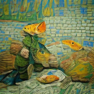 Fish in Van Gogh's Impasto Style