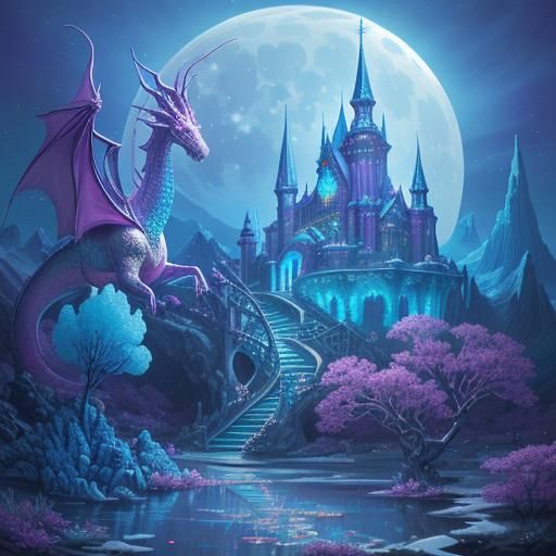 Opalescent Crystal Dragon on Crystal Planet