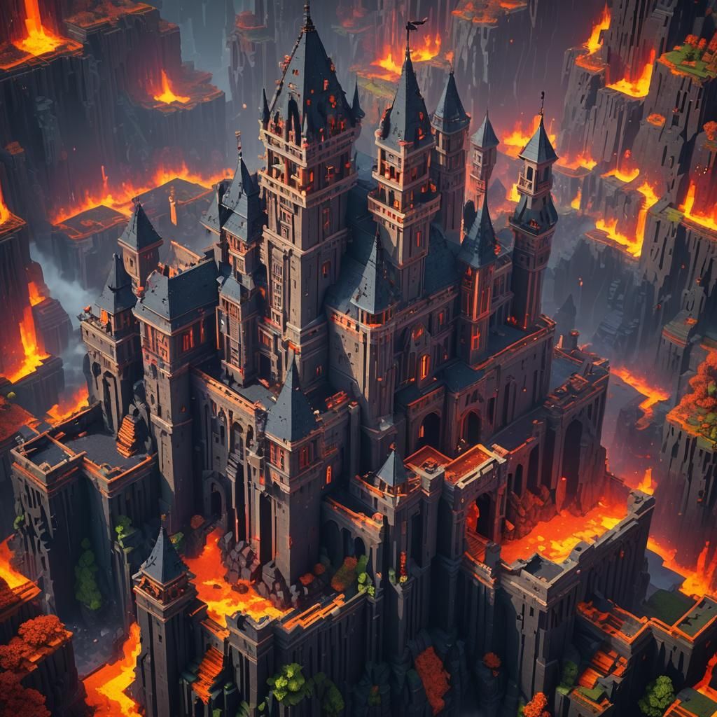 Minecraft Castle with Blocky Gothic Architecture