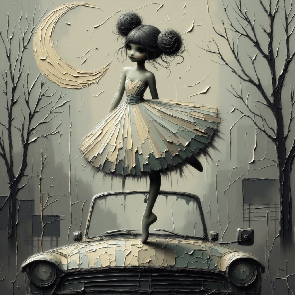 Post-Apocalyptic Ballerina Pirouette in Wasteland