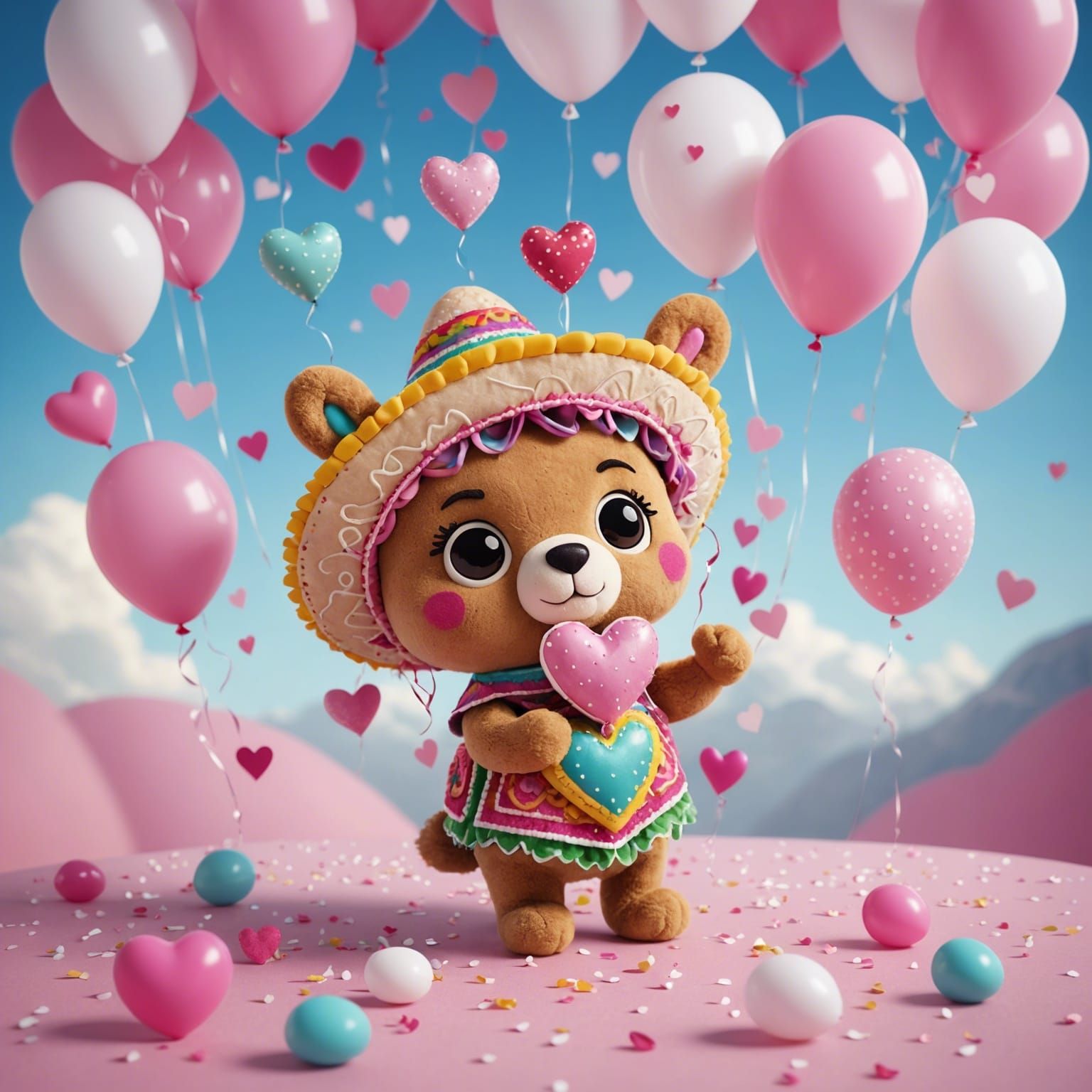 Whimsical 3D Render of Plush Mexican with Tacos