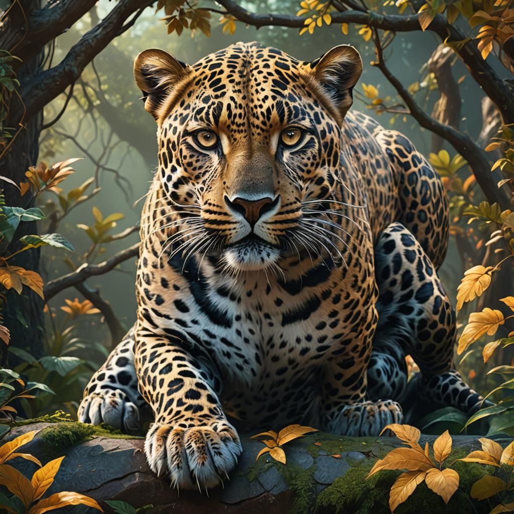 Detailed 3D Leopard: Fantasy Concept Art