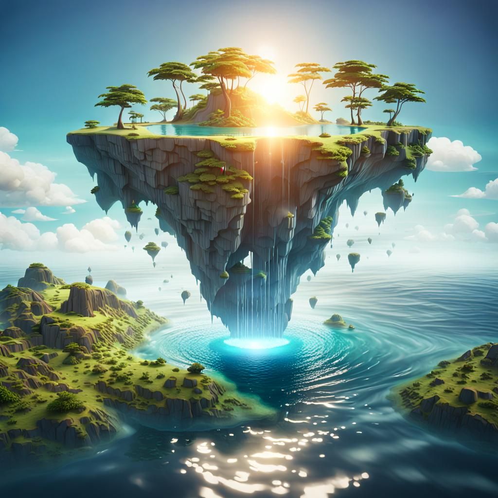 Detailed Floating Island Concept Art in 8K