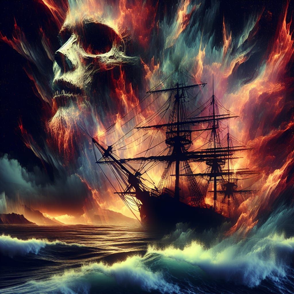 Spectral Vessel Emerges in Double Exposure Artwork