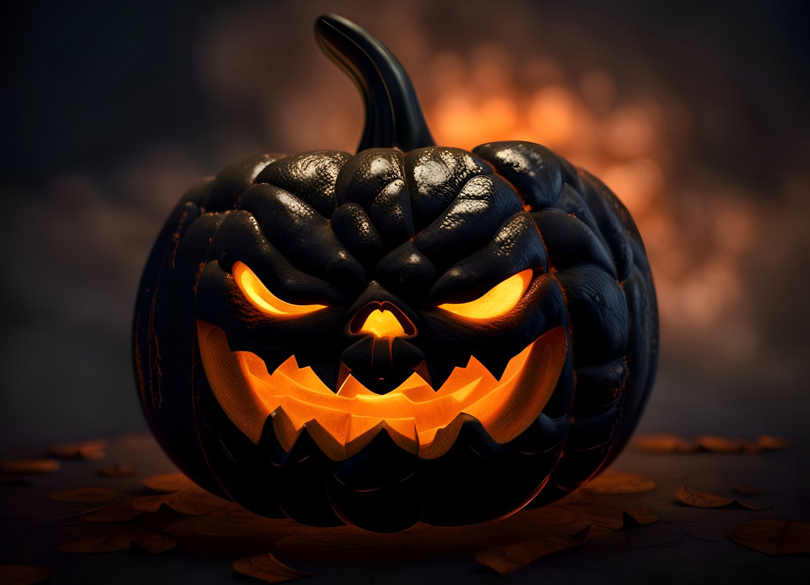 Spooky Halloween Pumpkin Carving with Dark Clouds