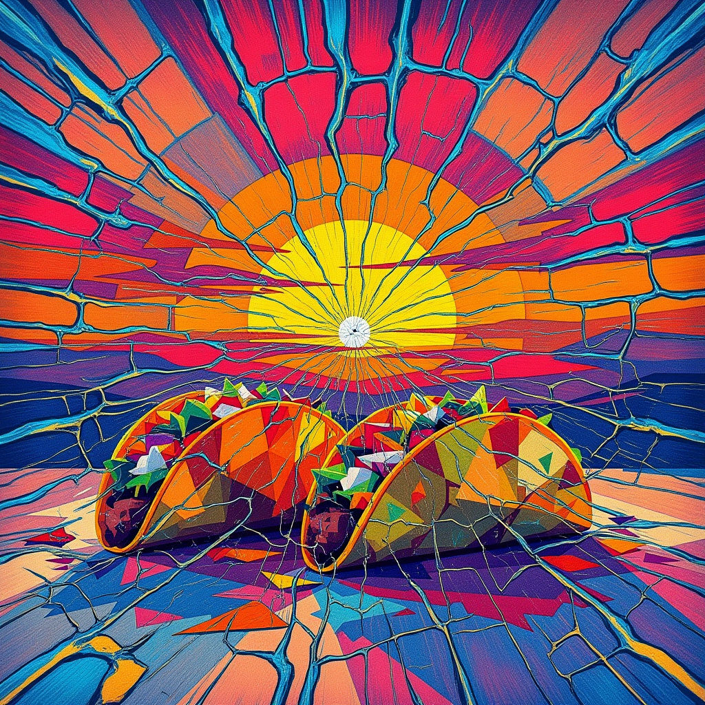 Abstract Sunrise with Tacos in Pink and Orange