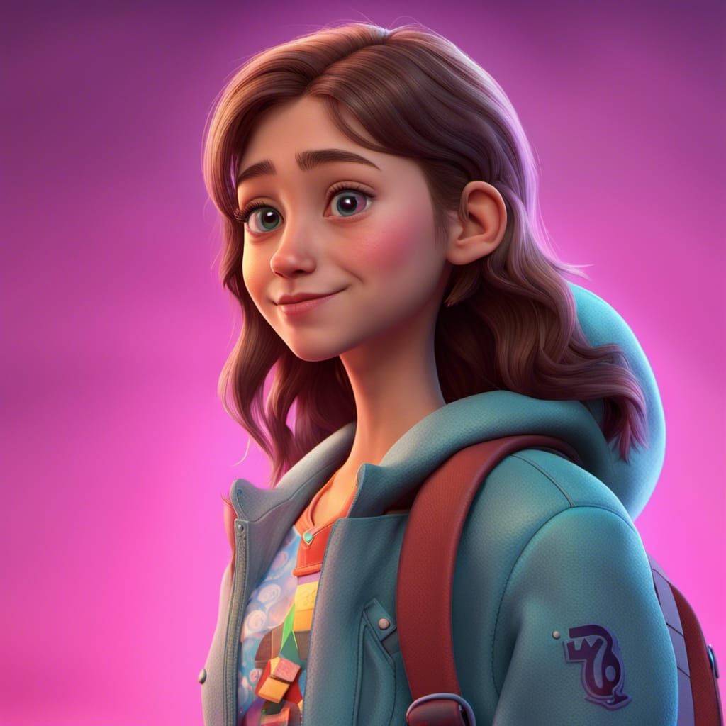 Teenage Girl in Pixar Style 3D Art