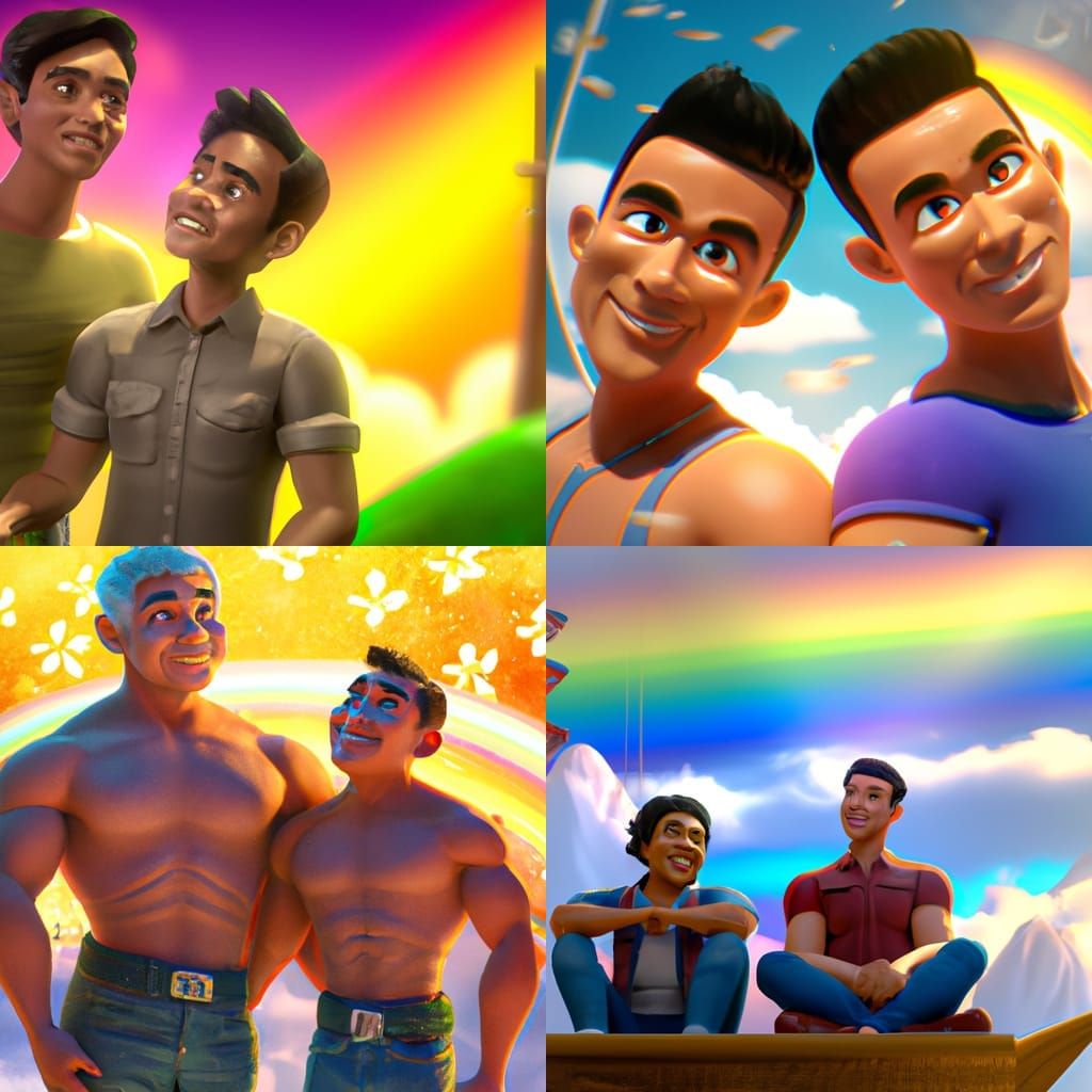 Gay Filipino Men at a Disco: 3D Digital Art
