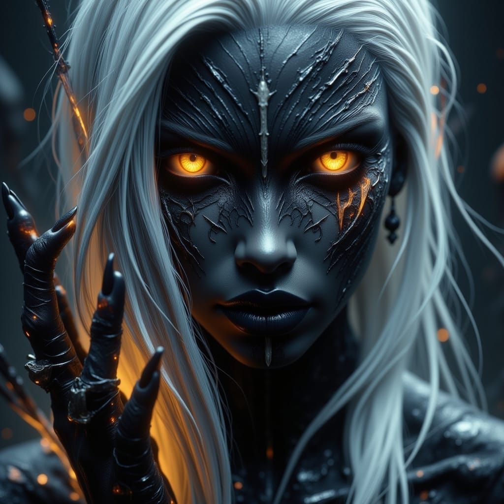 Drow Priestess in Dark Fantasy Concept Art Style