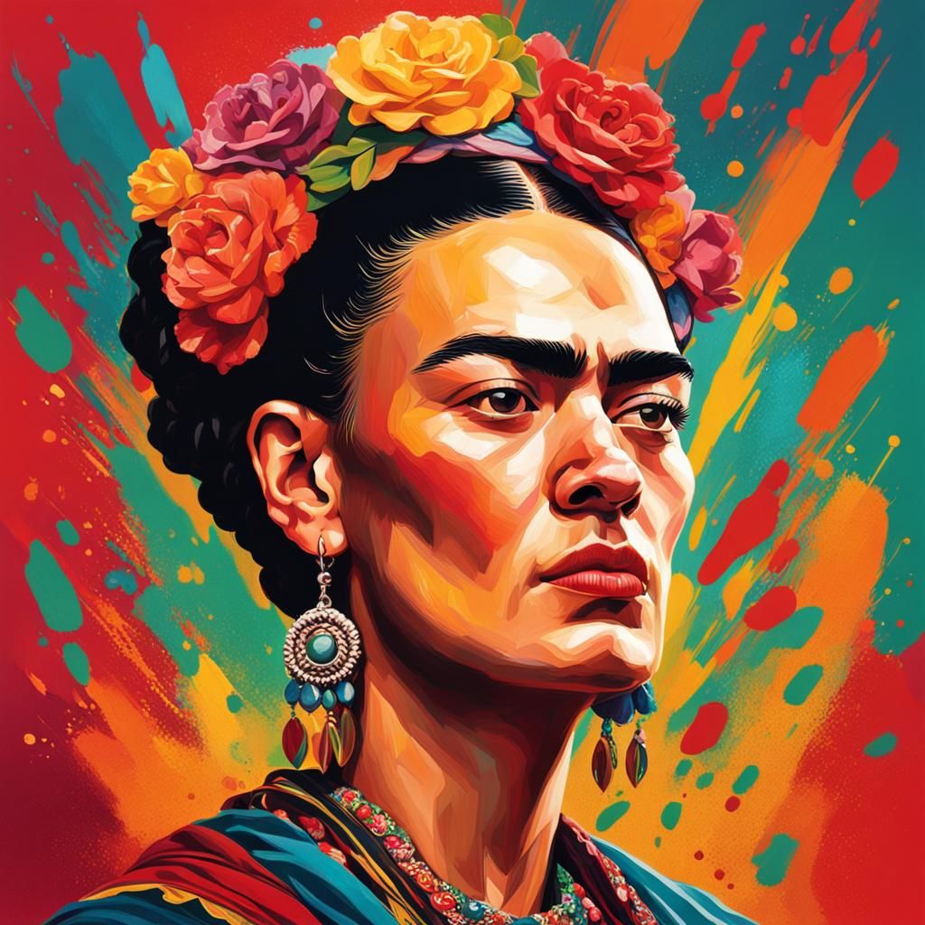 Dramatic Portrait in Frida Kahlo Style