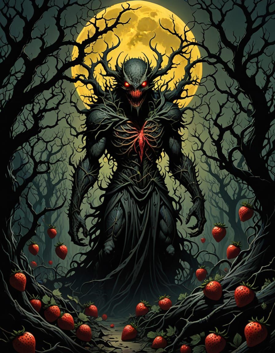 Gothic Strawberry Valentine Horror in Classic Comic Style