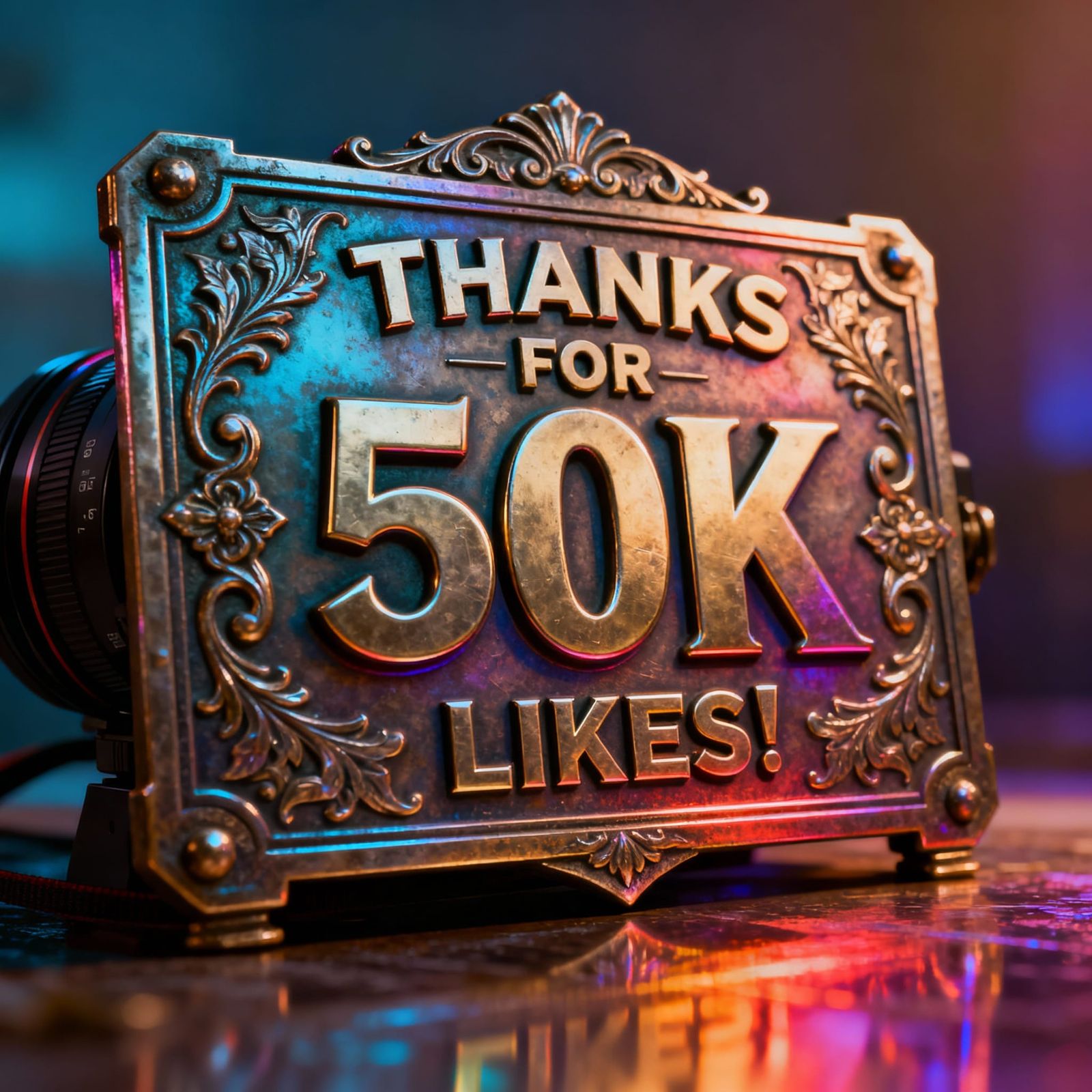 Ornate Metal Sign: Thanks For 50K Likes!
