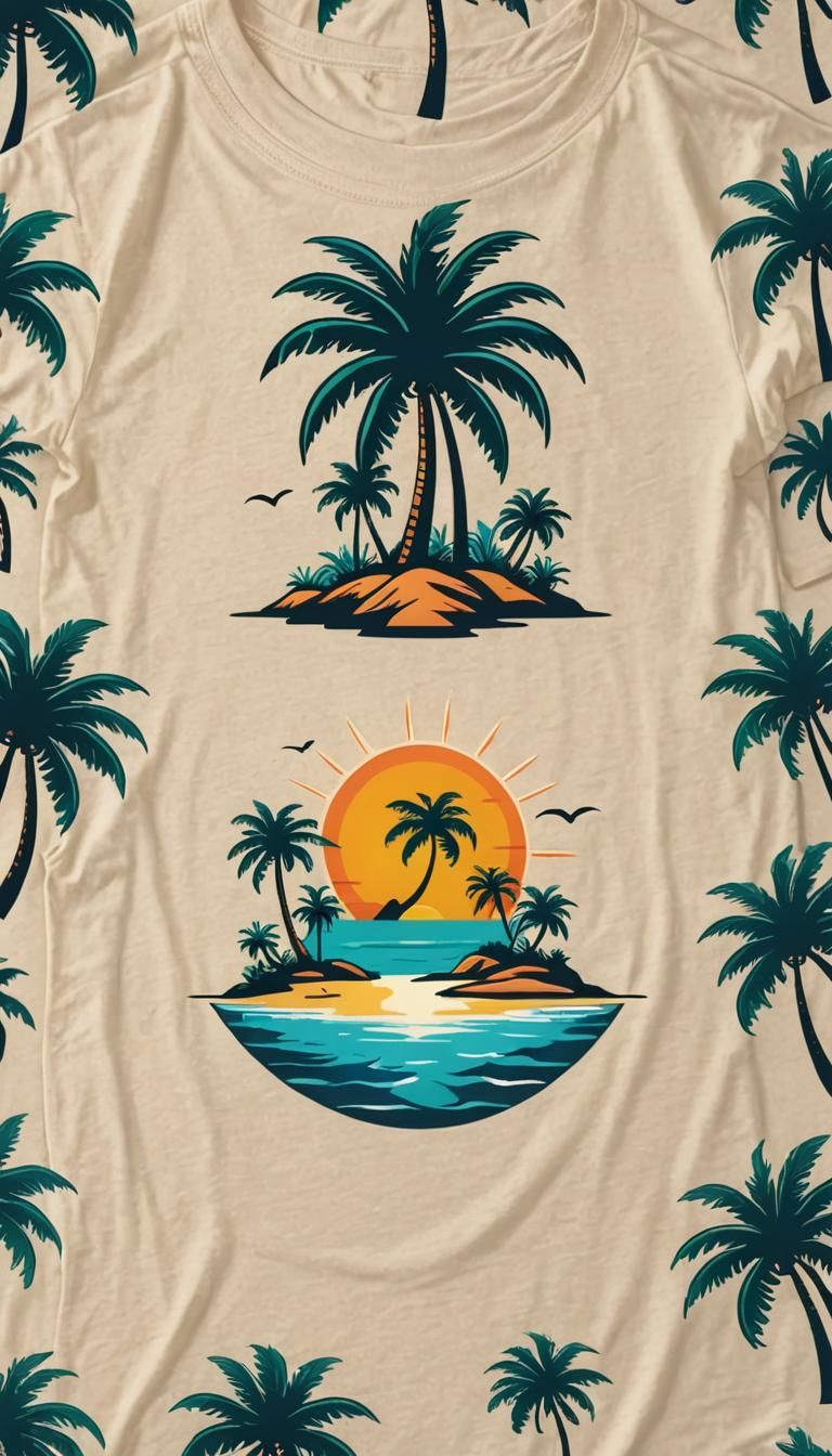 Island Paradise T-Shirt Design with Palm Tree