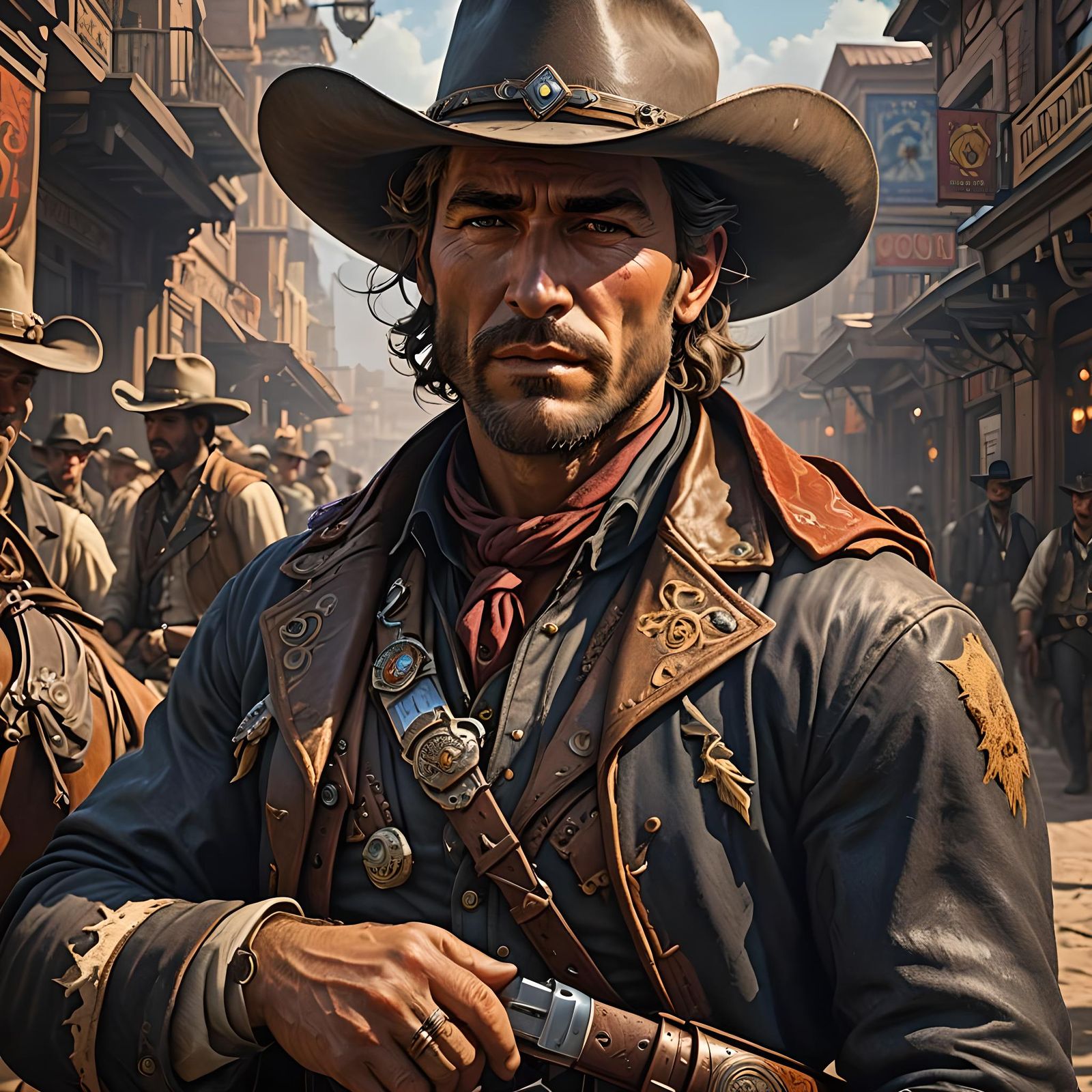 Handsome Cowboy Close-Up: Digital Matte Painting