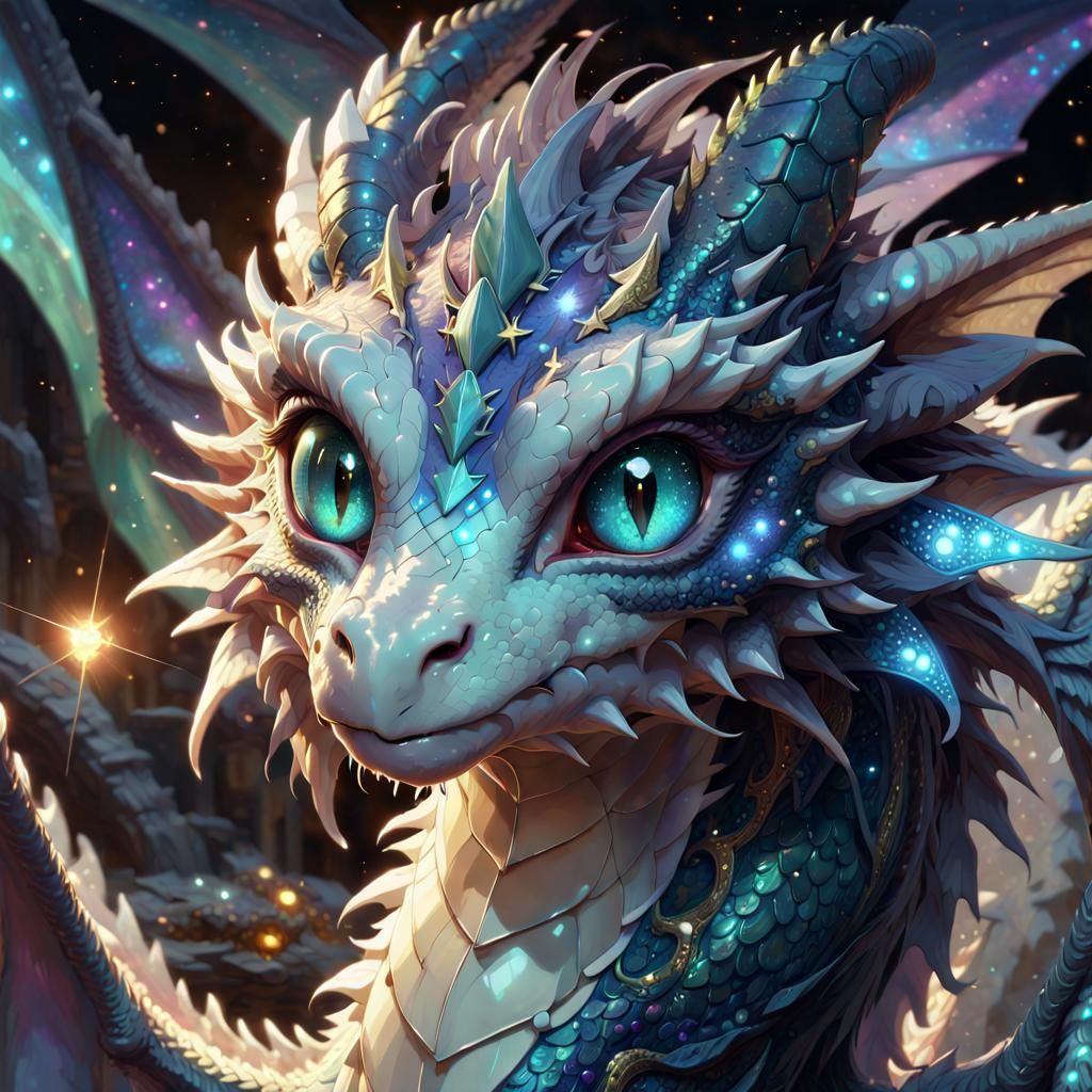 Luminescent Star Dragon Portrait in Anime Style