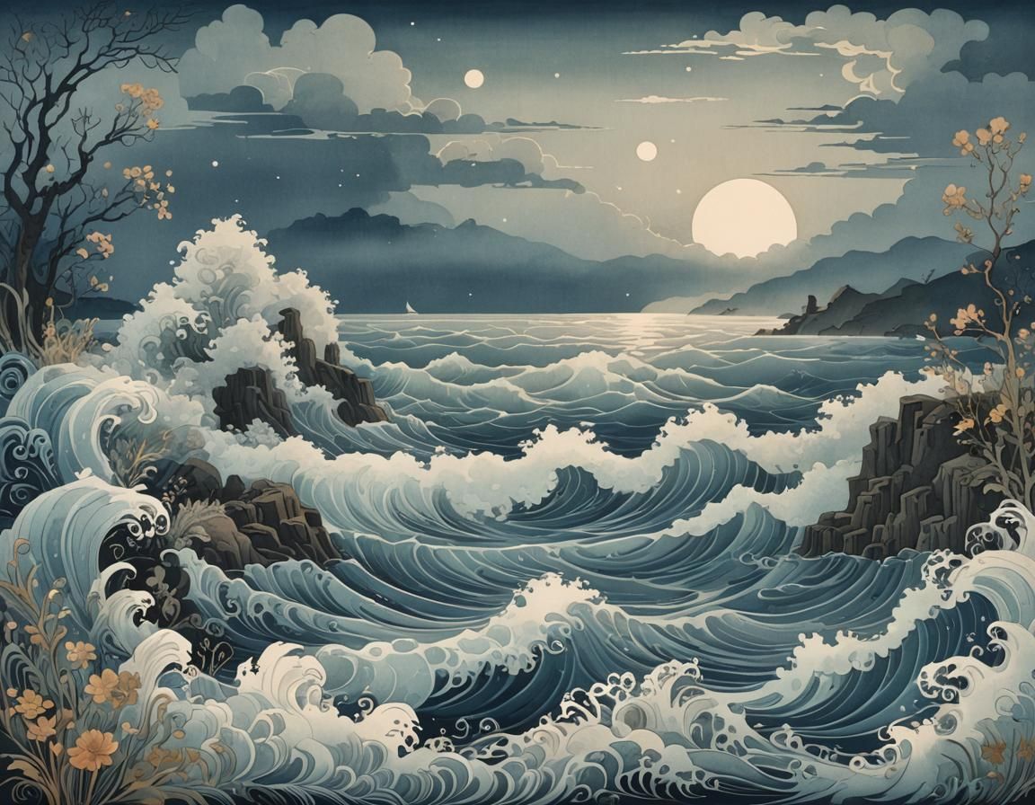 Moonlit sea