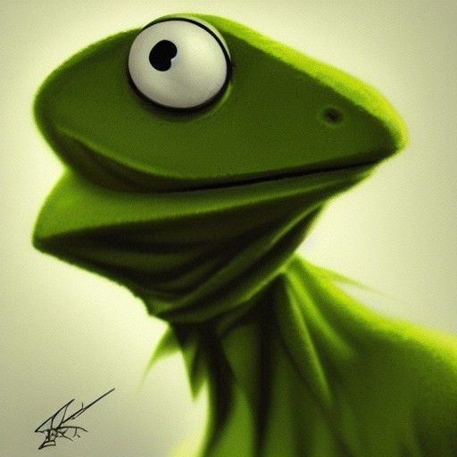 Hyperrealistic Kermit the Frog Dancing Portrait