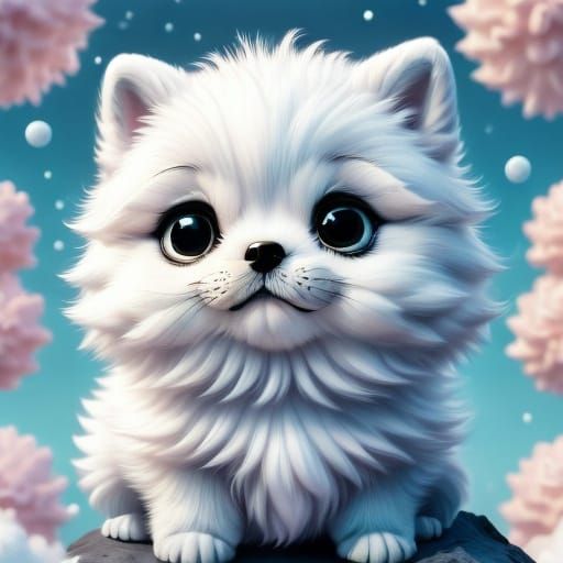 Cute Kawaii Dog Portrait in Japanese Pop Art Style