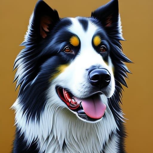 Hyperrealistic Aussie Shepherd Splash Art Portrait