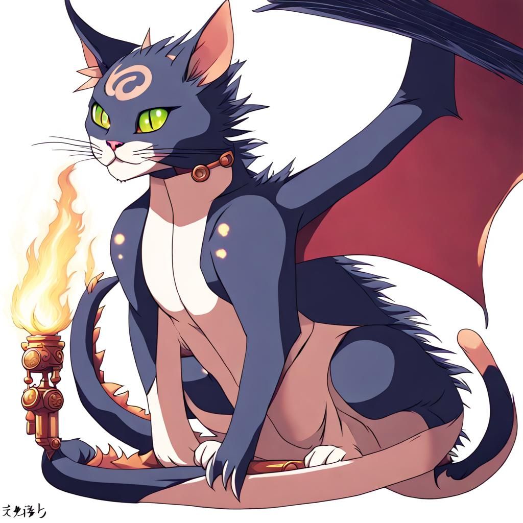 Anime Dragon Cat: Japanese Manga Style