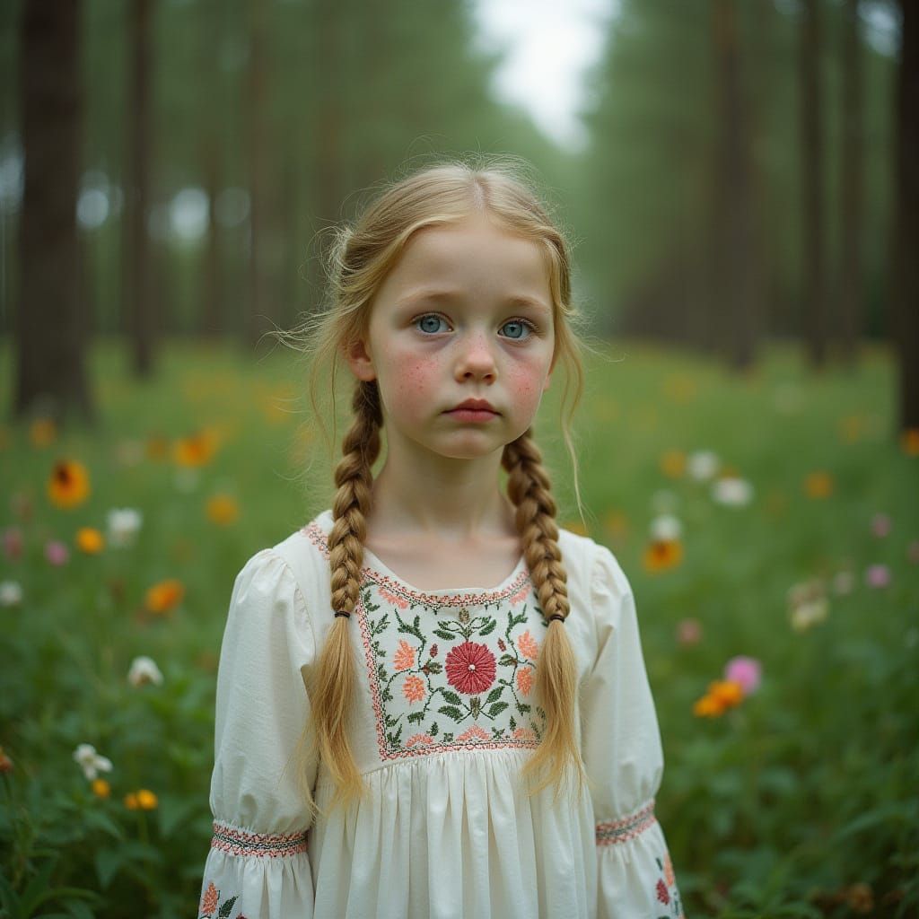Young Slavic Girl in Nature, Captured in Cinematic 9:16 Aspe...