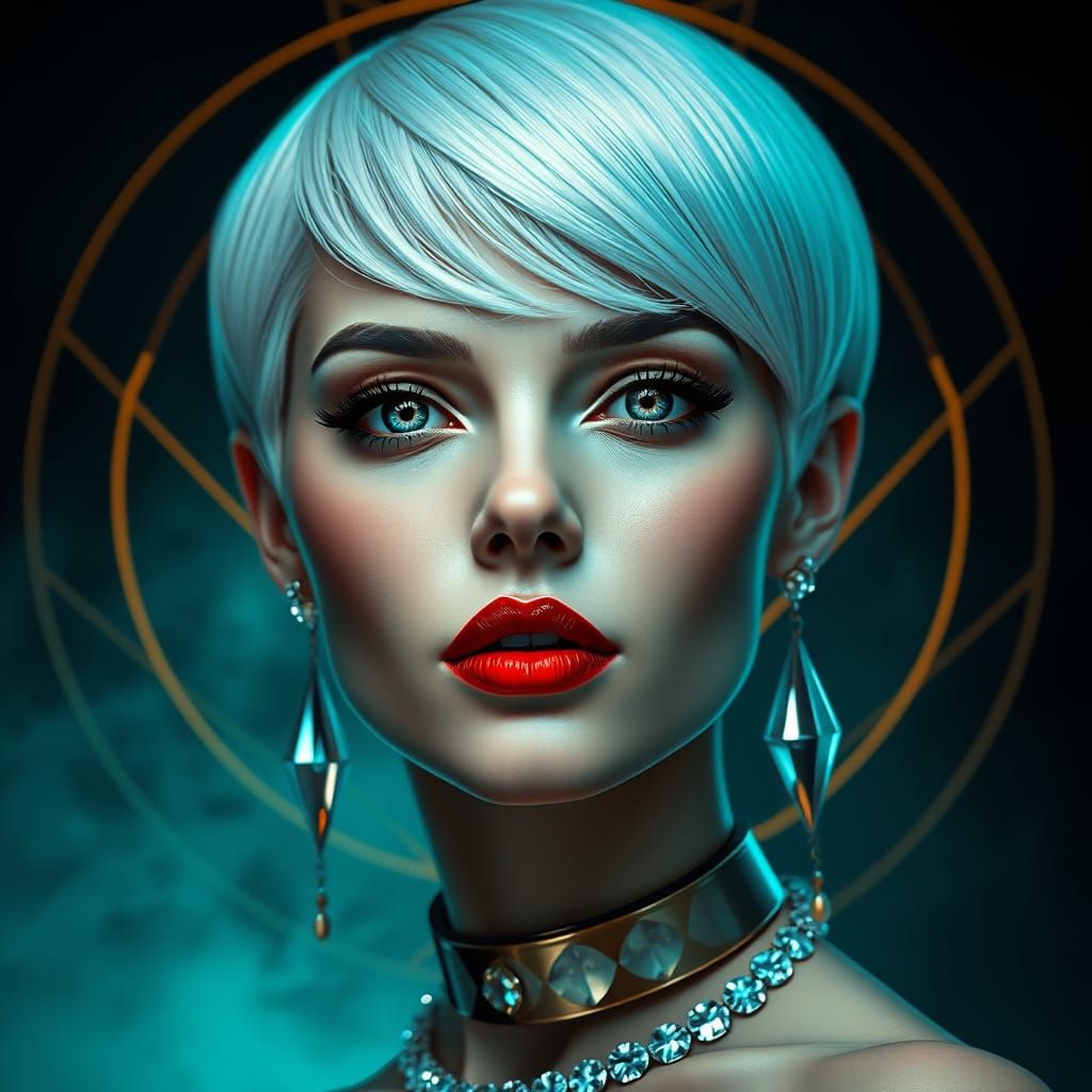 Art Deco Fusion Portrait of a Futuristic Woman