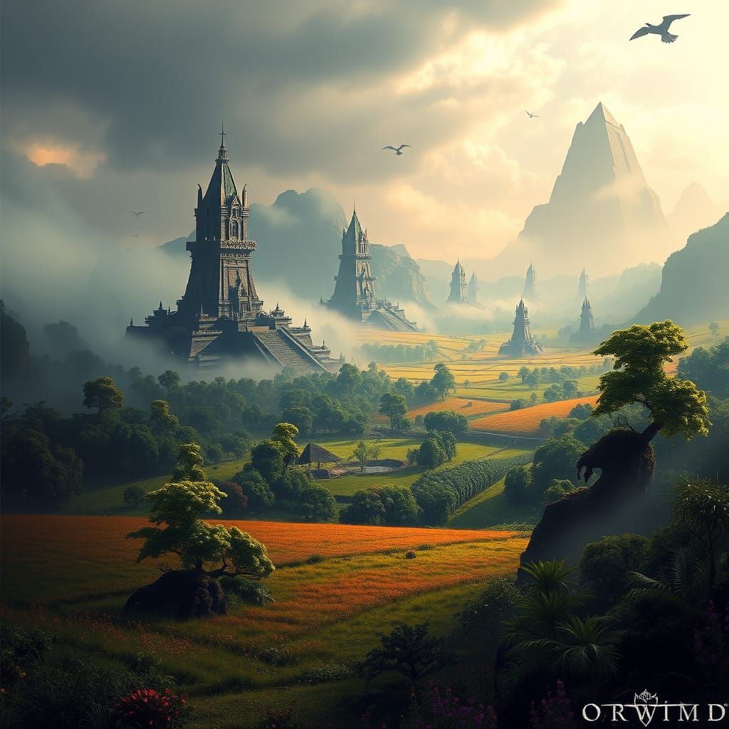 Vibrant Morrowind Landscapes in Atmospheric Sci-Fi Style