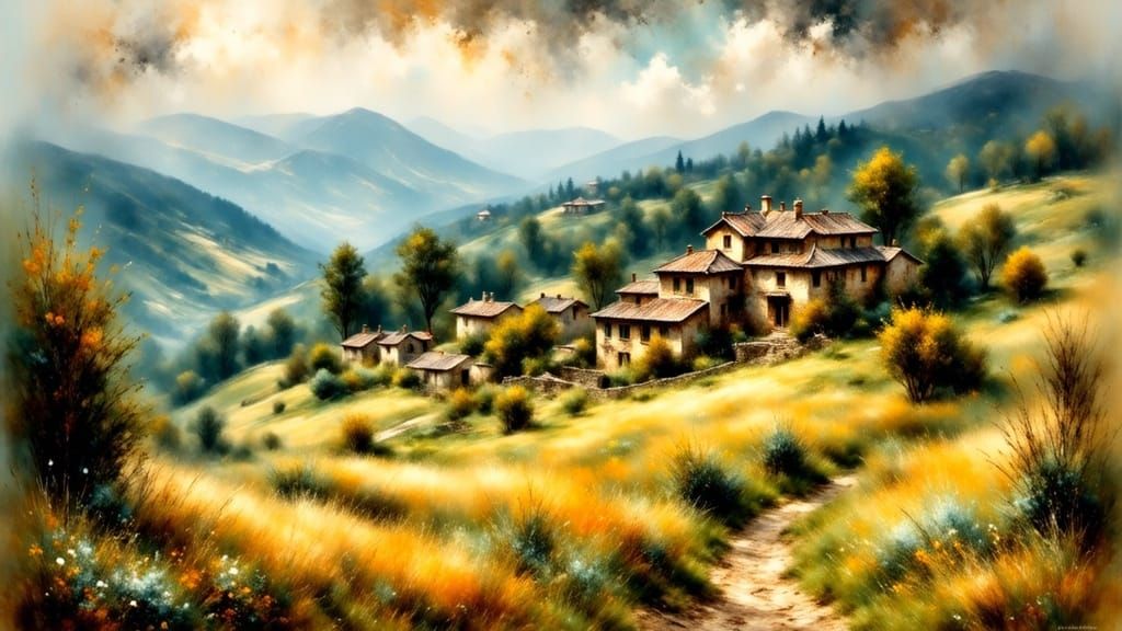 Sprawling Rural Chinese Mansion in Impressionist Style