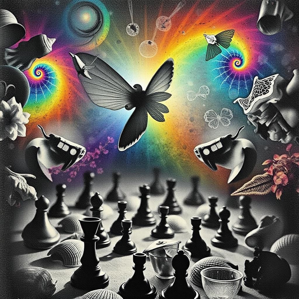 Abstract Black and White Photogram in Rayograph Style