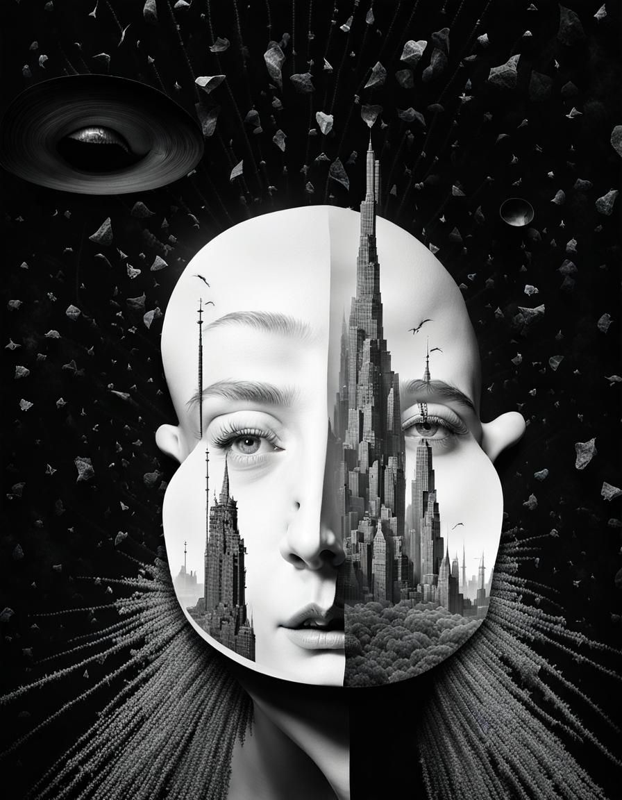 Surreal Face with Dreamy, Hyperrealistic Details