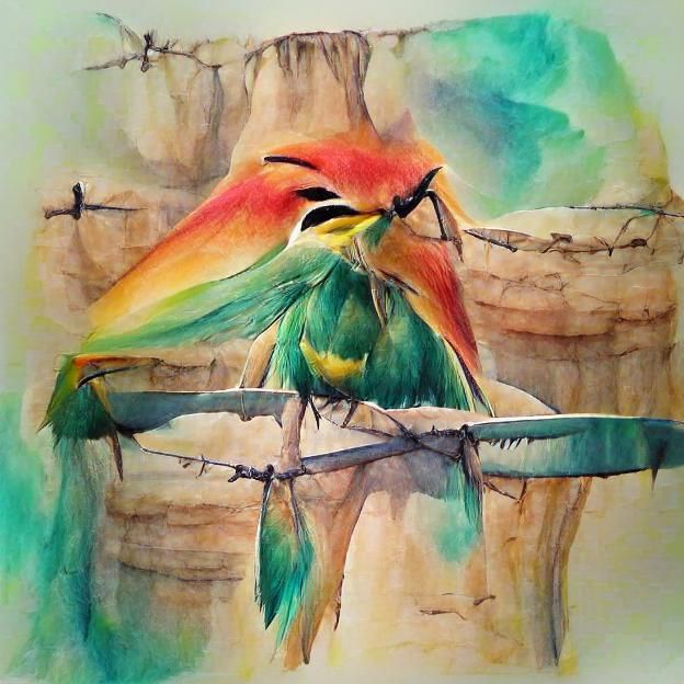 Colorful Bee-Eater Bird in Watercolor Style
