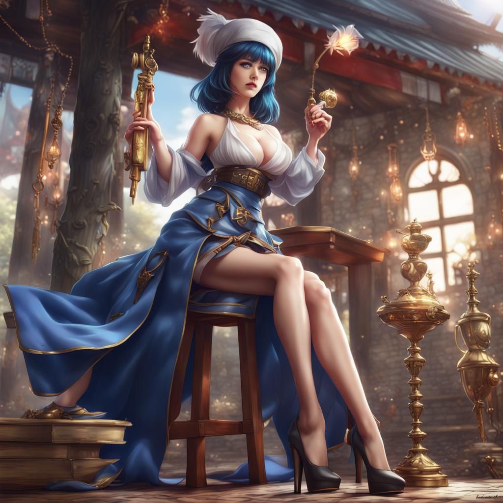 Hyperrealistic Fantasy Mage in Anime Key Visual Style